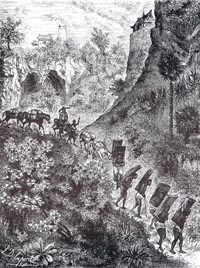 Mule caravan and tea porters, Yunnan