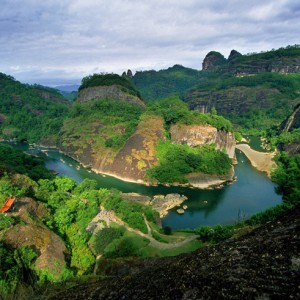 Nine Bend River (Jiu Qu Xi) Wuyishan, a bird's eye view