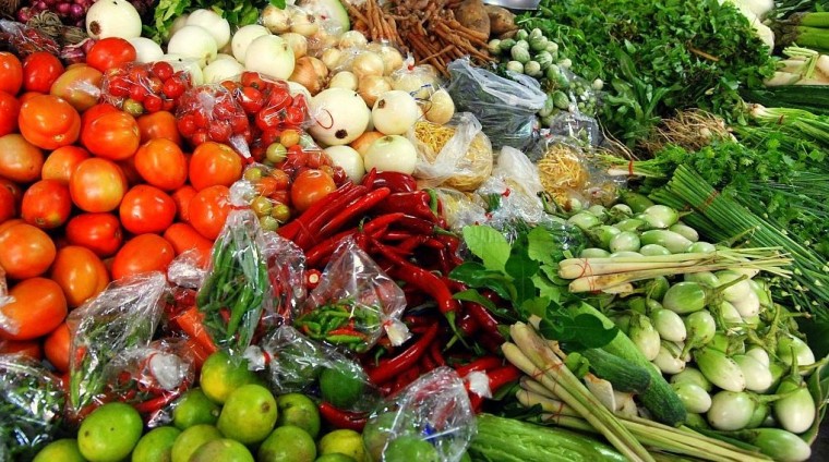 Green grocery in a traditional market