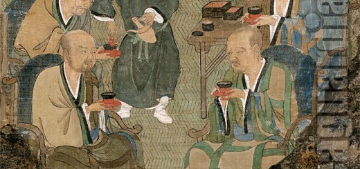 Monks drinking tea, detail, the Five Hundred Luohans ( Arhats )
