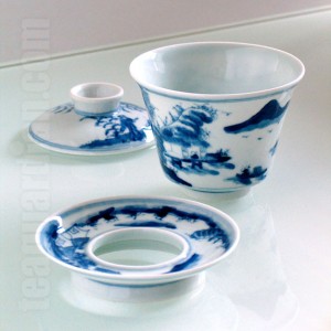 Tall gaiwan with blue glaze