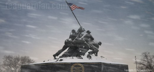 US Marine Corp Memorial in Blizzard