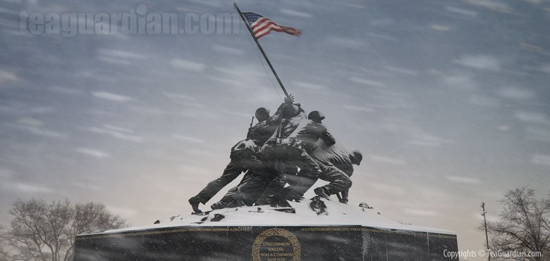 US Marine Corp Memorial in Blizzard