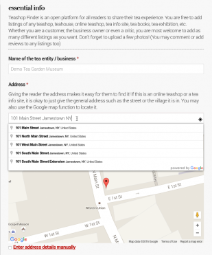 Inputing an address in the Google Map app