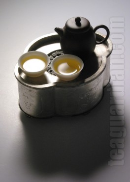 Gongfu teaset with a small Yixing teapot