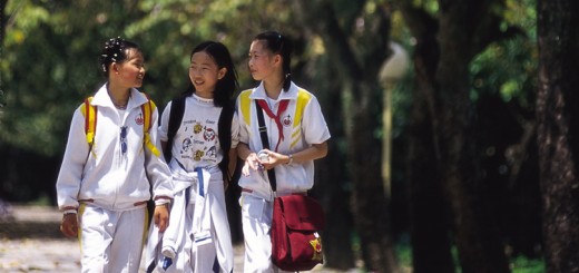 School girls in a park