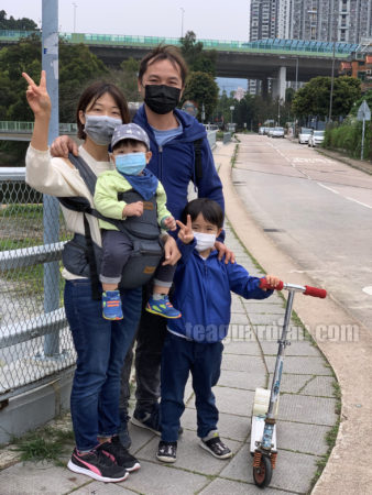 A Chiu family going to the park on Sunday